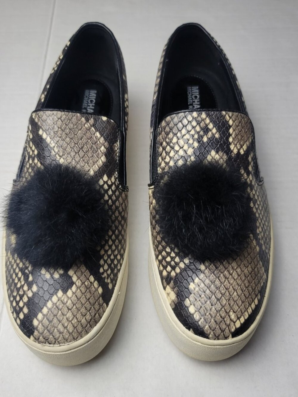 Michael Kors Snake Print Platform Slip On Sneakers Size 7.5 Earthy Indie Leather - Picture 5 of 12